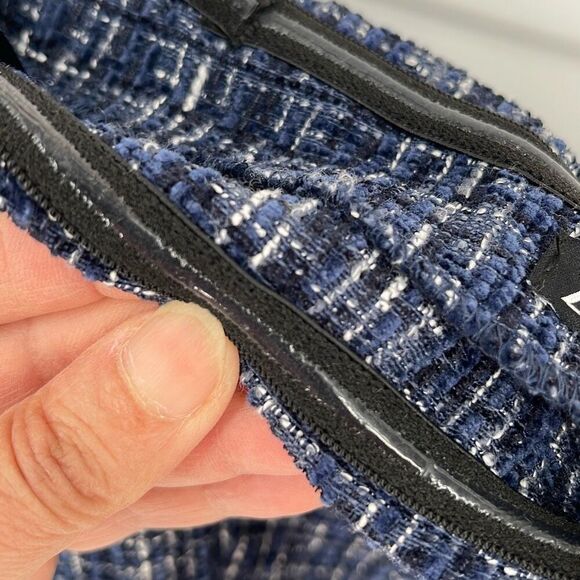 Zara Womens Tweed Off The Shoulder Square Neck Long Sleeve Top Blue Small NWT - Picture 3 of 10